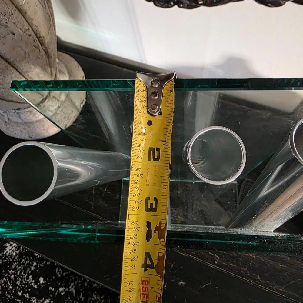 Lisa Mori Style VTG Glass Aluminum Abstract Vase Contemporary Modern Art 3 Stem
